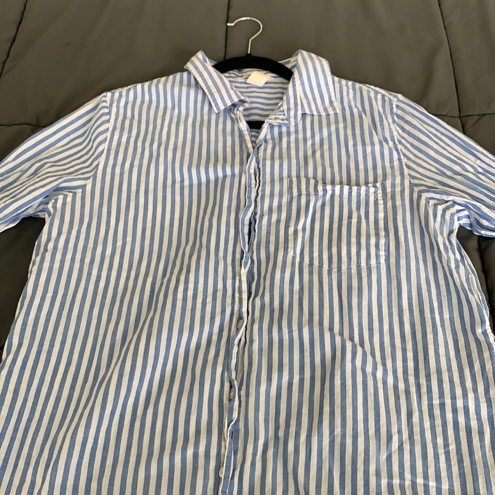 Blue and white striped shirt